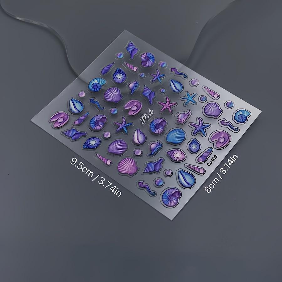 5D тисненые наклейки для дизайна ногтей с океанской тематикой и дизайном колокольчика в форме морской звезды, наклейки для дизайна ногтей для украшения дизайна ногтей