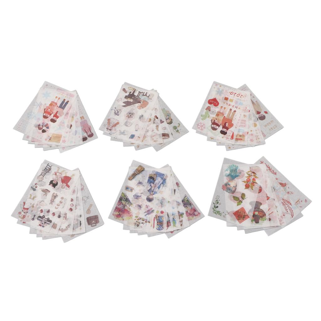 36 листов наклеек из скрапбукинга, полупрозрачные, гибкие, многоразовые, японские бумажные наклейки для блокнота