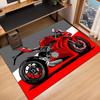 Яркий красный ковер с мотоциклетным принтом - нескользящий, машинная стирка, полиэстер, идеально подходит для украшения напольного коврика в спальне