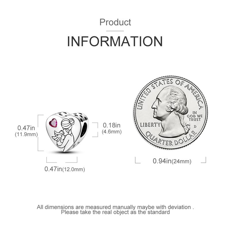 Шармы Медь Материнская Любовь Родитель-Ребенок Сердце Бусины Подходят Шармы Plata Оригинал Браслет Бусины Женские Украшения Изготовление Diy