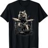 Cat Playing Drums I Cat Music T-Shirt (2)