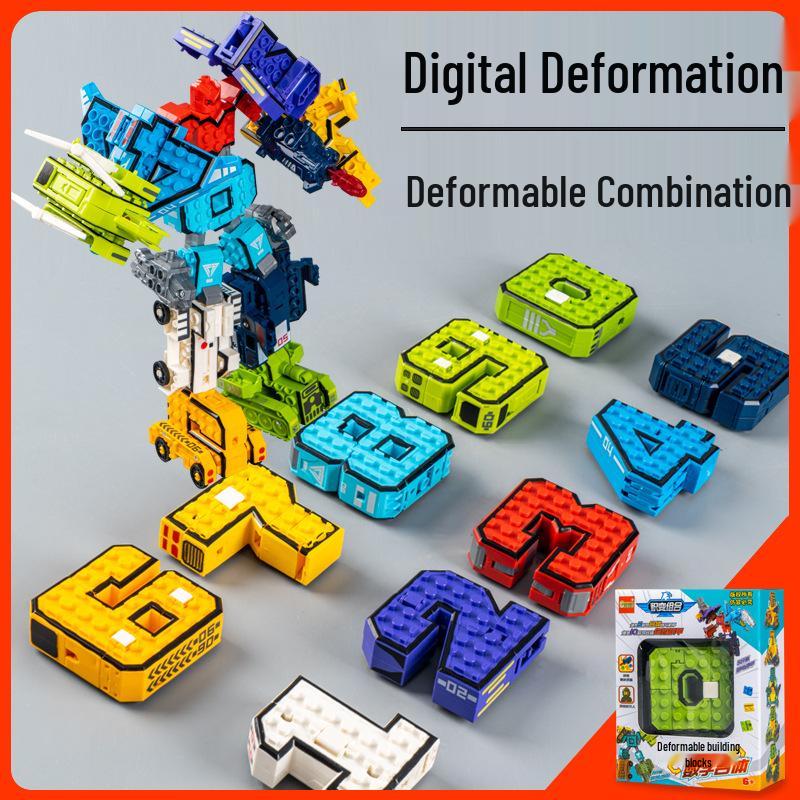 Large Kids' Number Symbol Transforming Robot Car Toy Set