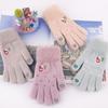 Winter Women Adult Plus Velvet Thickening Cute Cartoon Point Finger Gloves