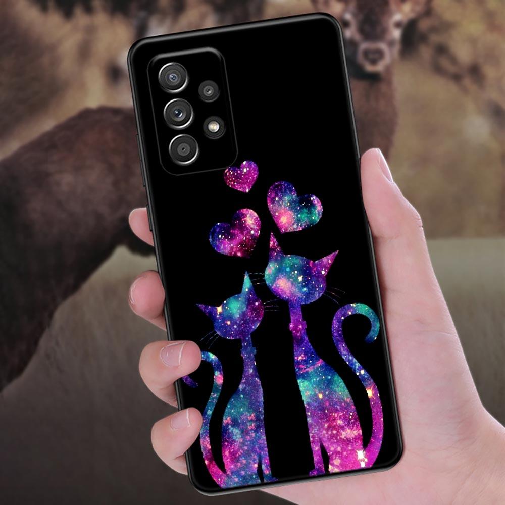 Забавный Милый Кот Лайн-Арт Чехол для Телефона Для Samsung Galaxy A57 A56 A37 A55 A36 A26 A54 A52 A35 A34 A25 A17 A16 A15 A07 A06 Мягкий Чехол
