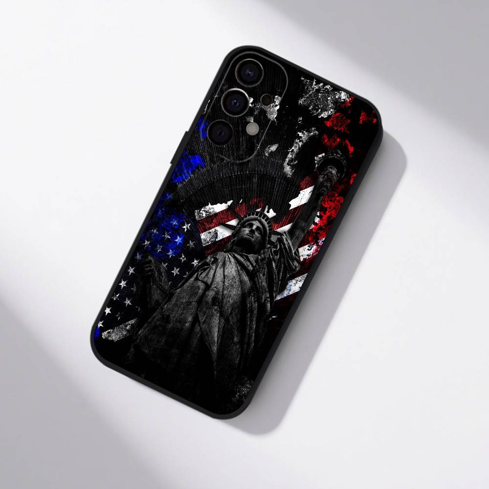 Флаг США Американский чехол для телефона для Samsung S25,S24,S21,S22,S23,S30,Ultra,S20,Plus,Fe,Lite,5G Черный чехол