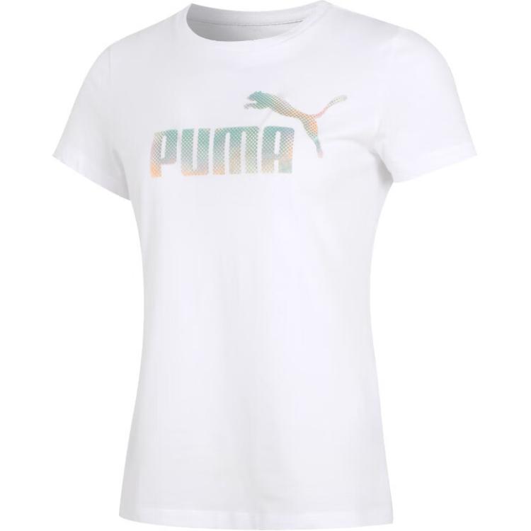 Puma Gradient Letter Print Training T-Shirt Women Tops White 682140-02