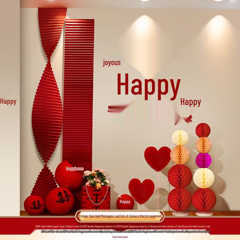 Wedding Room Decoration Set with Heart Balloons, for Bride and Groom, Master Bedroom or Hotel Suite