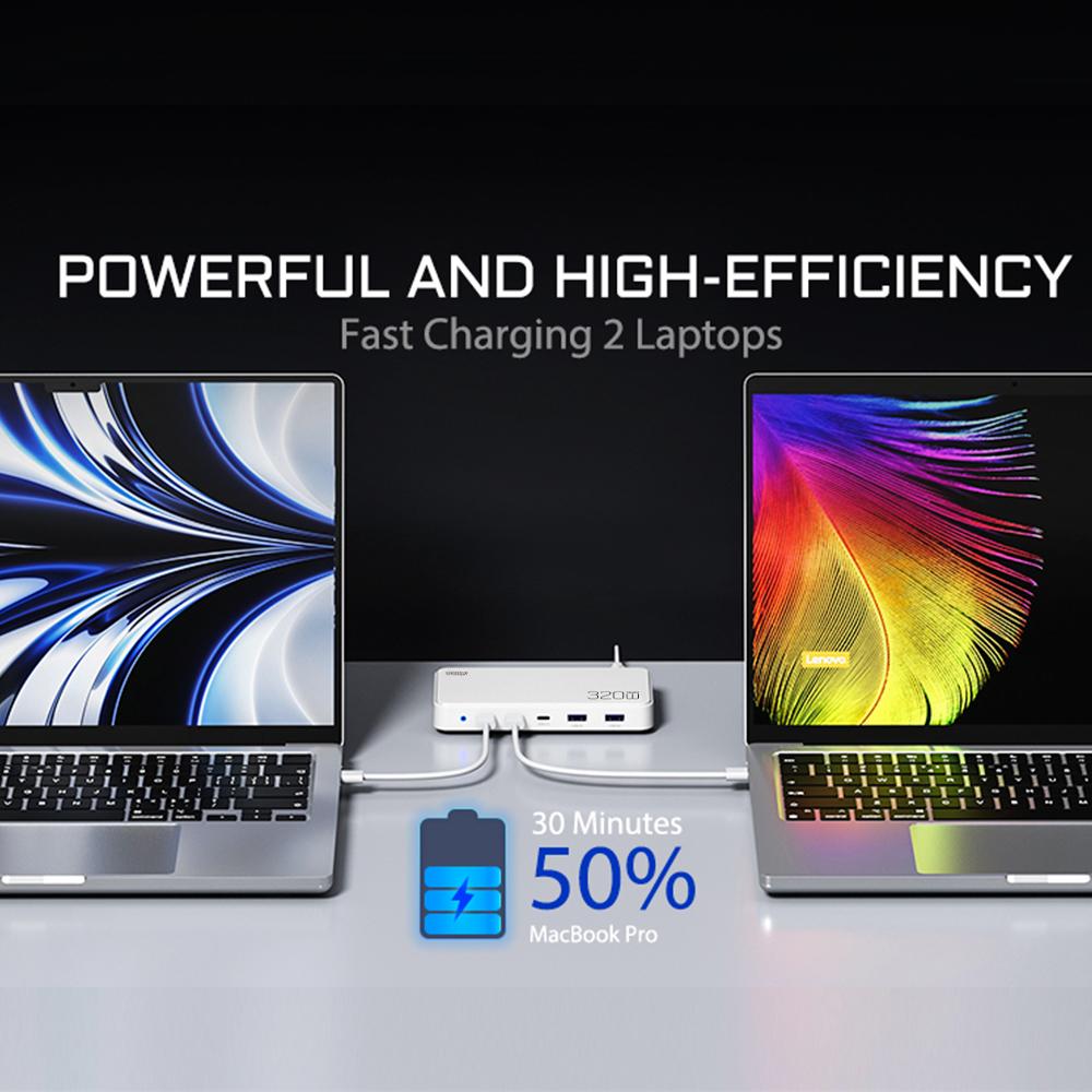 Зарядная станция PD3.0 GaN USB-C мощностью 120 Вт для мобильных телефонов, 5-портовый концентратор для быстрой зарядки, интеллектуальное устройство с несколькими адаптерами для iPhone и т. д.