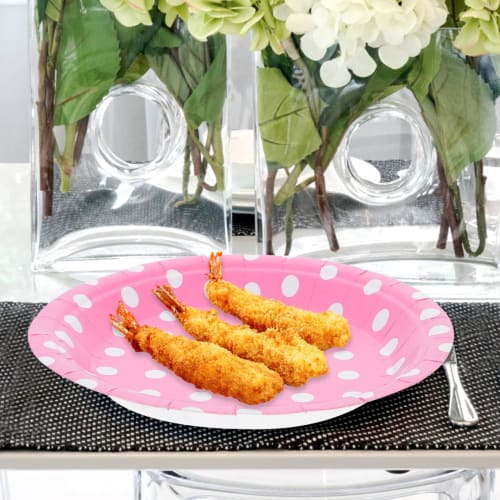 DECHOUS Disposable Paper Plates, 7-inch Dessert and Cake Plates, Paper Plates, Paper Trays, Perfect for Christmas, Parties, and Birthdays (60-Pack, Ra