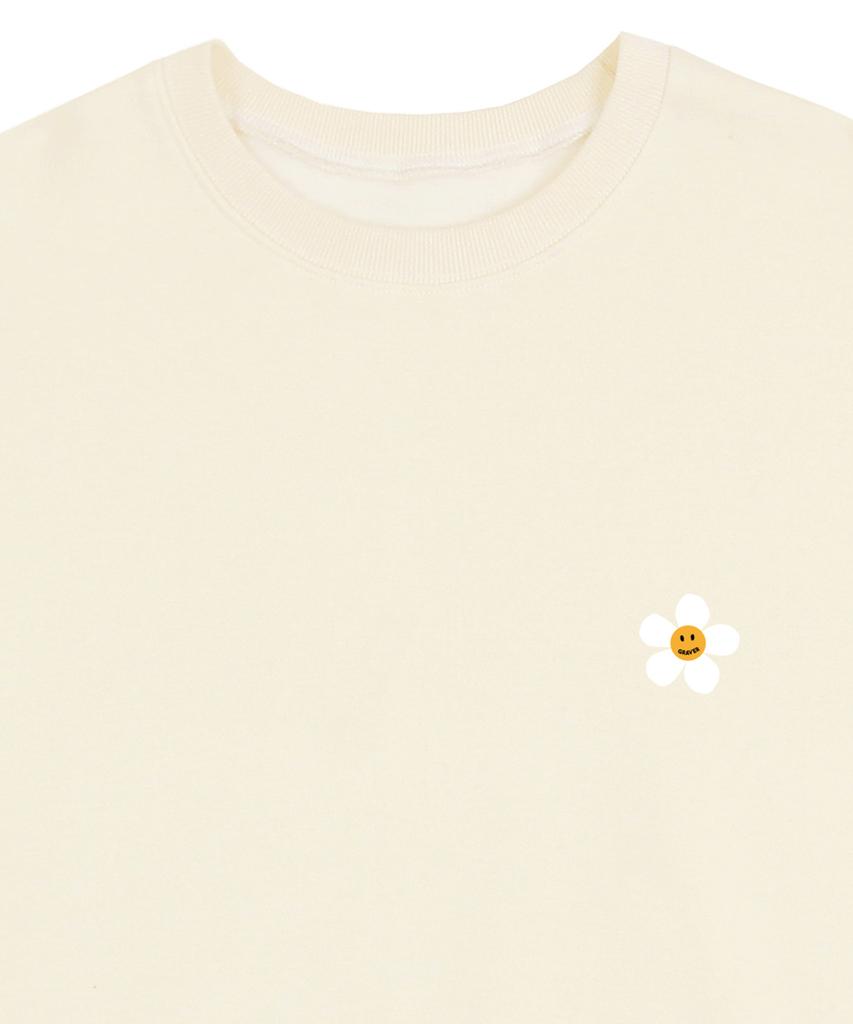 GRAVER [Unisex] Flower Dot Logo Smile Sweatshirt_Cream