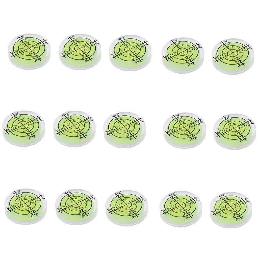 Set of 15 32mm Bubble Levels with Degree Mark for Spirit Level Circular Measuring Meter for Adjusting Office Machines and Toys