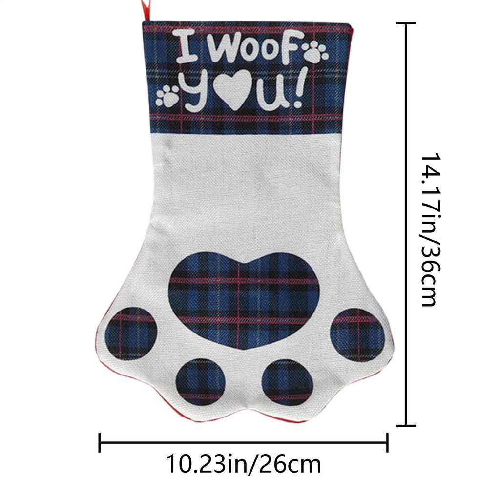 Paw Christmas Stockings Paw Print Stuffers Wrapping Sock Hangable Fireplace Ornament For Kids Girls Boys Toddler Mantle