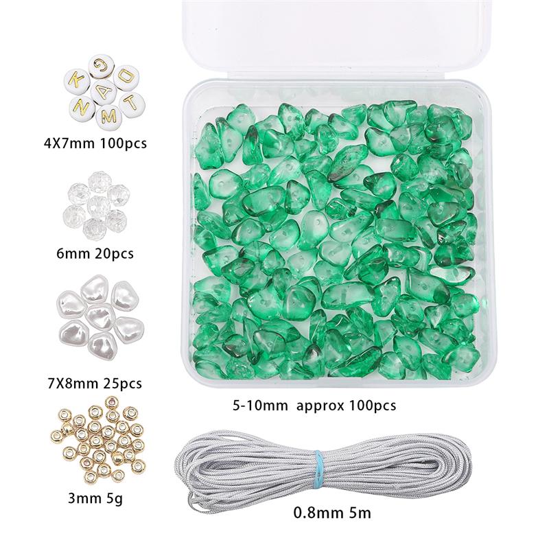 Стеклянный щебень, цепочка для мобильного телефона, набор «сделай сам», серия «зеленая трава» для изготовления ювелирных изделий, браслет, ожерелье «сделай сам»