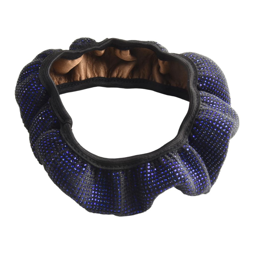 Car Steering Wheel Cover Fashion Rhinestone Upgrade 14.5-15\\\" Accessories Black Plush Bling Easy Installation