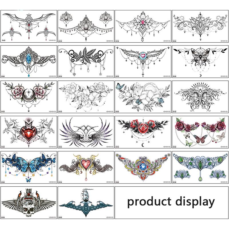 Водостойкая временная поддельная грудь, боди-арт, татуировка, ювелирные изделия, кружевная наклейка на талию, искусство