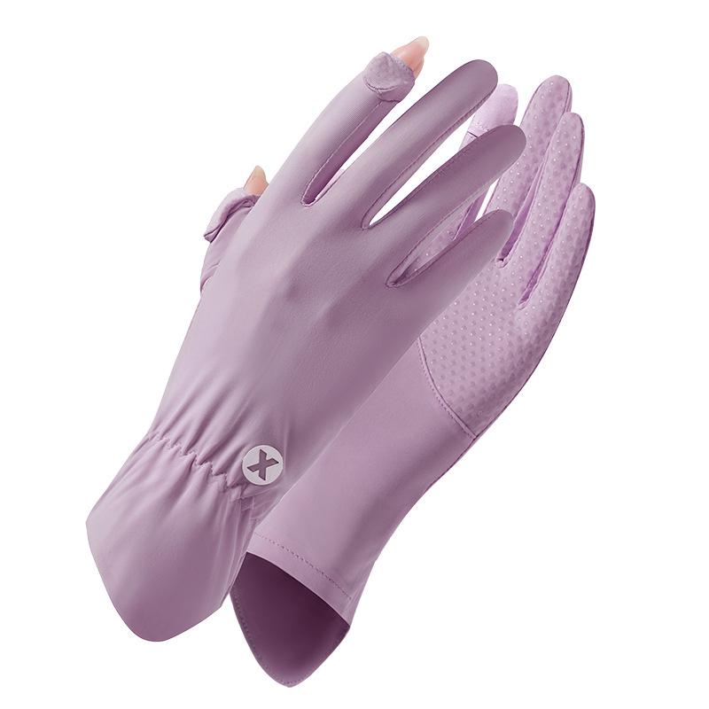 Sun Protection Gloves for Women Summer Coolness Outdoor Sun Protection Thin  Breathable  Anti Slip  Sports Cycling Ice Silk Finger Exposed Gloves