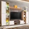 VidaXL Wall-Mounted TV Cabinet with LED Light, Television Cabinet with Shelf, Indoor Living Room TV Stand, Modern, Oak 246030