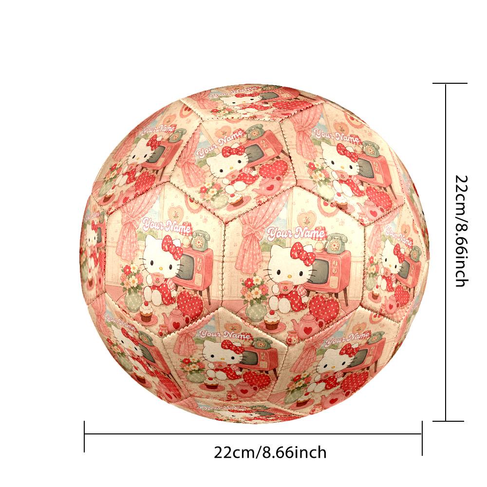 Custom Text Size 5 Soccer Ball, Standard Match Football For OutdoorHello Kitty