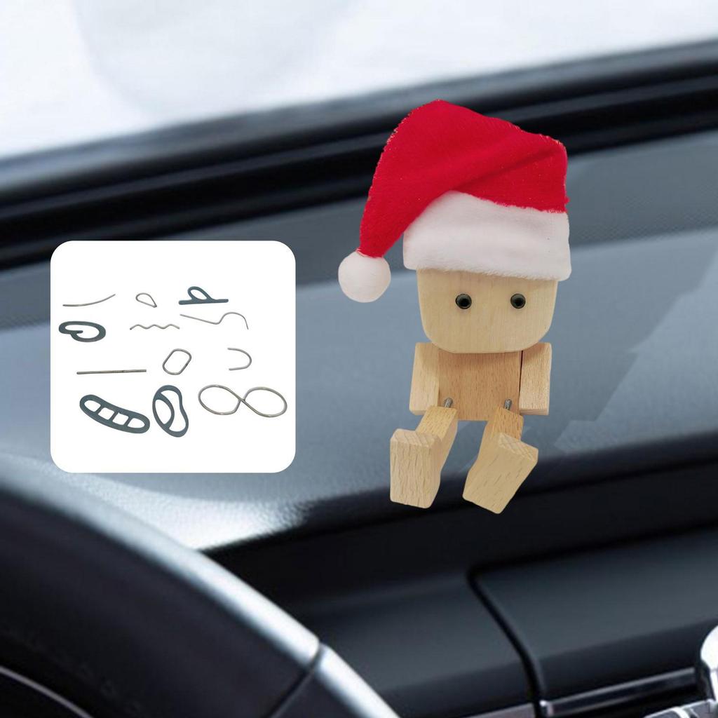 Shaking Feet Wooden Doll Ornament Auto Accessories for Home Decor