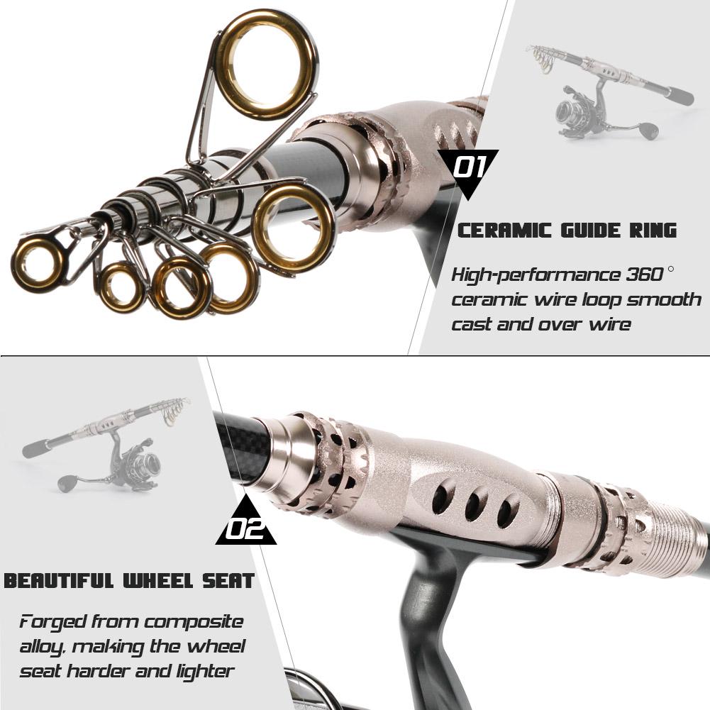 Удочка и спиннинговая катушка, портативный набор удочек, спиннинг из углеродного волокна для рыбалки на открытом воздухе