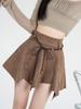 Винтажная плиссированная юбка цвета хаки, женская уличная мини-юбка с высокой талией в стиле Харадзюку, асимметричная повседневная мини-юбка в стиле 90-х годов Y2k