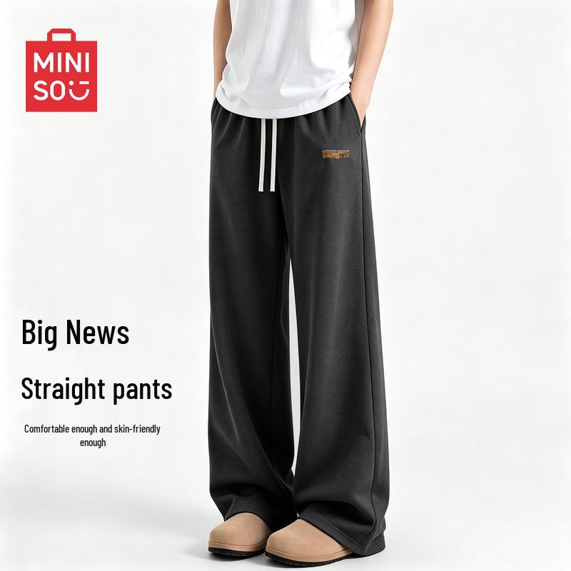 MINISO Мужские свободные повседневные брюки прямого кроя из плотной ткани
