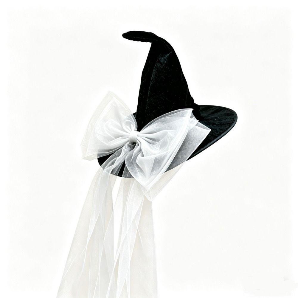 Mesh Yarn Pointy Hat Velvet Material Cosplay Hat Vintage Style Wizard Hat Costume Accessories