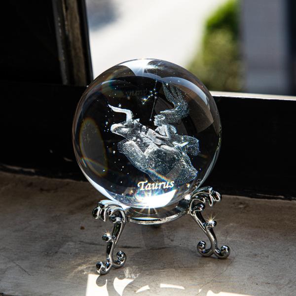 H & D 3D Созвездие Хрустальный Шар Сфера Дисплей Стекло Пресс-папье Волшебный Шар Исцеляющий Хрустальный Шар С Подставкой Для Креативного Подарка На День Рождения