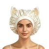 Elastic Band Cat Ear Sleep Cap Breathable Hair Protection Hat New Satin Hair Bonnet  Night Sleep