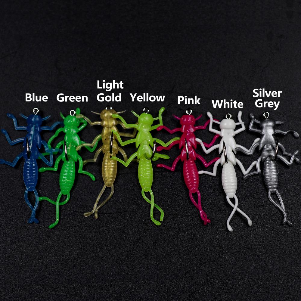 Bimoo 100 шт., мягкая приманка для ловли форели, маленькая приманка для ловли насекомых с крючком, сковорода для рыбалки