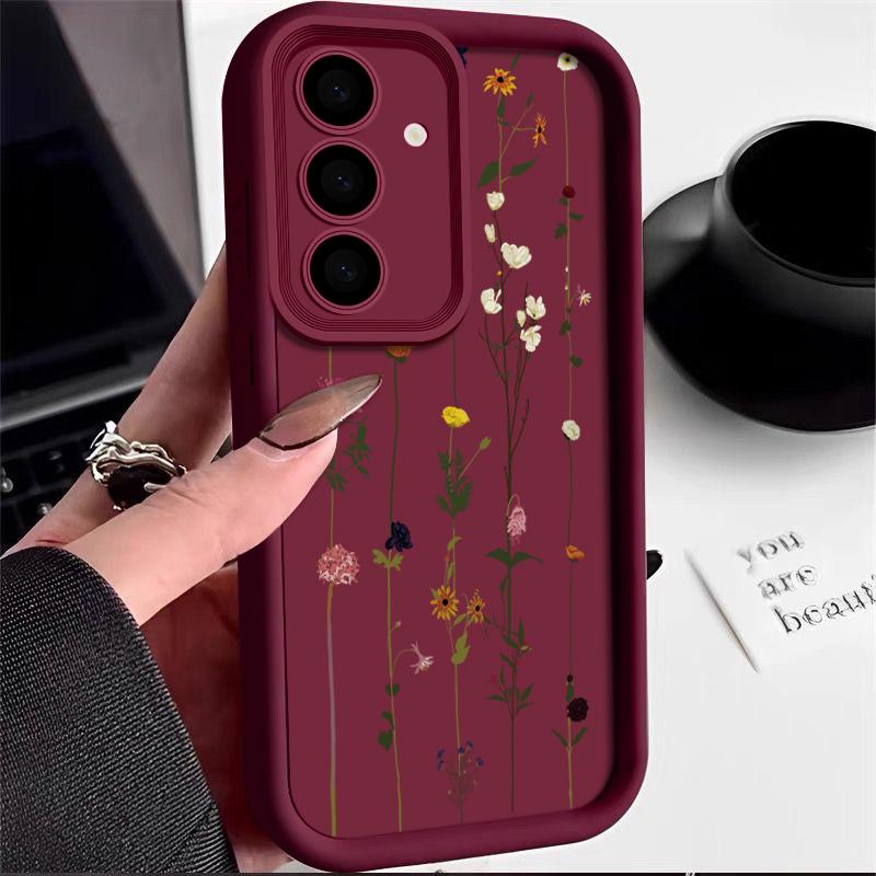 Модный чехол для телефона с цветочным принтом, мягкий, для Samsung S25 S24 FE S23 Ultra S22 S21 Plus A55 A35 A54 A34 A15 A14 A17 A37 A57 S26, силиконовый, противоударный