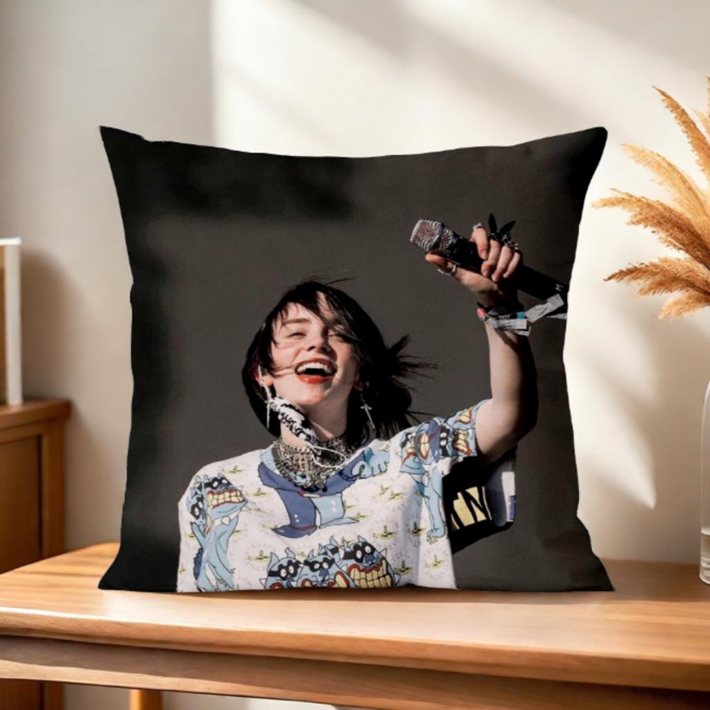 B-Billie E-Eilish Anime Style Pillowcase 45X45Cm Sofa Bed Cushion Cover For Bedroom Car Office Sofa Fashion Perfect Fan Gift