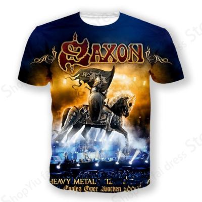 Футболка с принтом рок-группы Saxon Band 3D, мужская модная футболка, топы в стиле хип-хоп, футболки, мужская одежда, топы в стиле хэви-метал