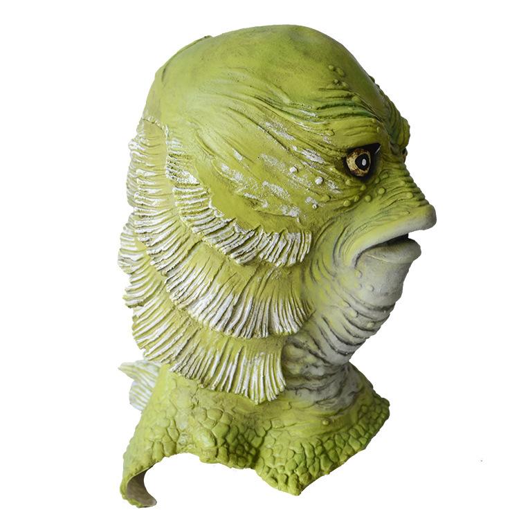 Halloween latex mask Hellboy green fish monster headgear for bar parties and dances COS Role Play