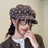Women S Retro Button Octagonal Newsboy Cap Autumn Versatile Short Brim Hat