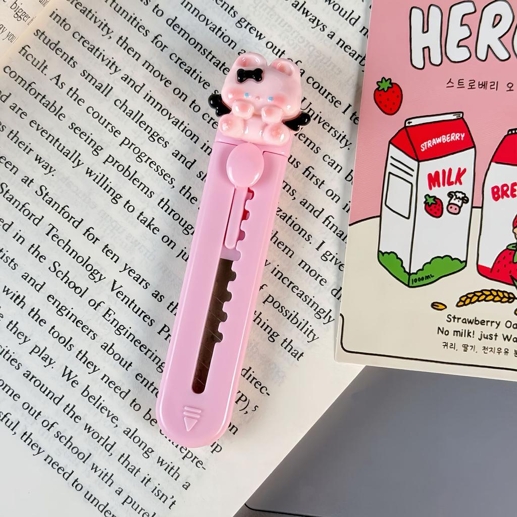 Милый нож для рукоделия в виде кролика, портативный мини-резак для коробок для студентов, мультяшный выдвижной универсальный нож для распаковки посылок, резак