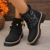 Fashion Fashion Retro Print Women Motorcycle Boots Casual Platform Work Boots Woman Outdoor Street Shoes British Leather Ankle Boots
