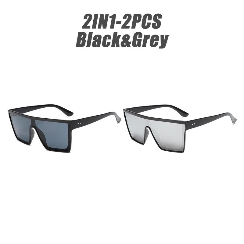 2025 Новые модные высококачественные квадратные очки с большой оправой в стиле ретро-киберпанк, цветные солнцезащитные очки для мужчин и женщин