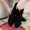 Полусапожки черные на среднем каблуке, осенние новинки, с острым носком и боковой молнией, женская обувь, женские туфли на толстом каблуке для мамы