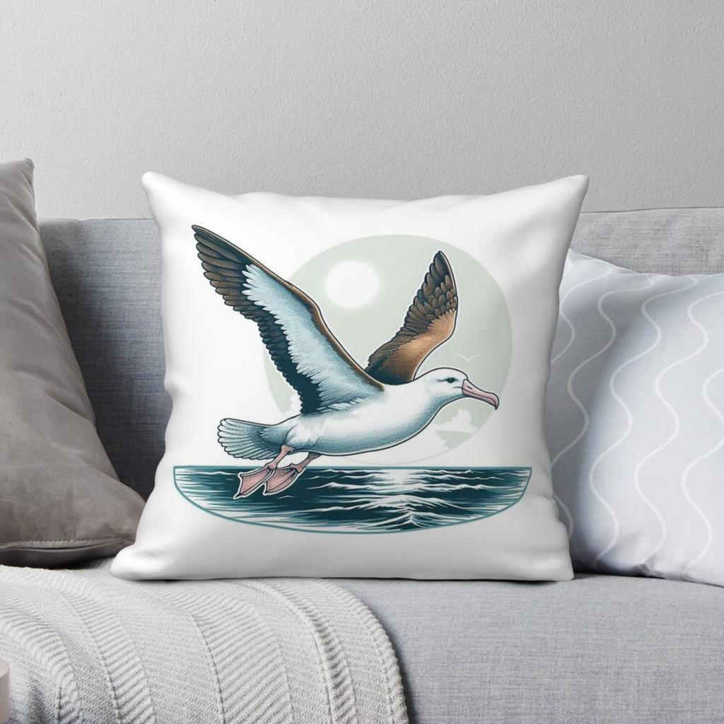 Albatross Bird Flying Square Pillowcase Polyester Linen Velvet Pattern Zip Decor Home Cushion Cover Wholesale