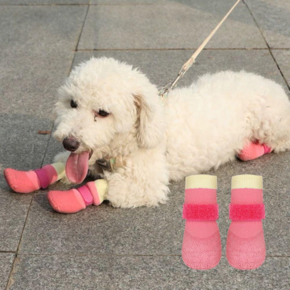 4 шт./компл. дышащие водонепроницаемые носки для собак с мягкой подошвой для ножек домашних животных для прогулок на открытом воздухе