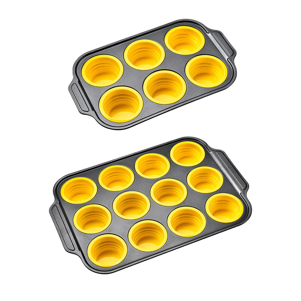 Складная круглая силиконовая форма для мини-кексов, кексов, печенья, помадки, противень с антипригарным покрытием, форма для пудинга, парового пирога, инструмент для выпечки