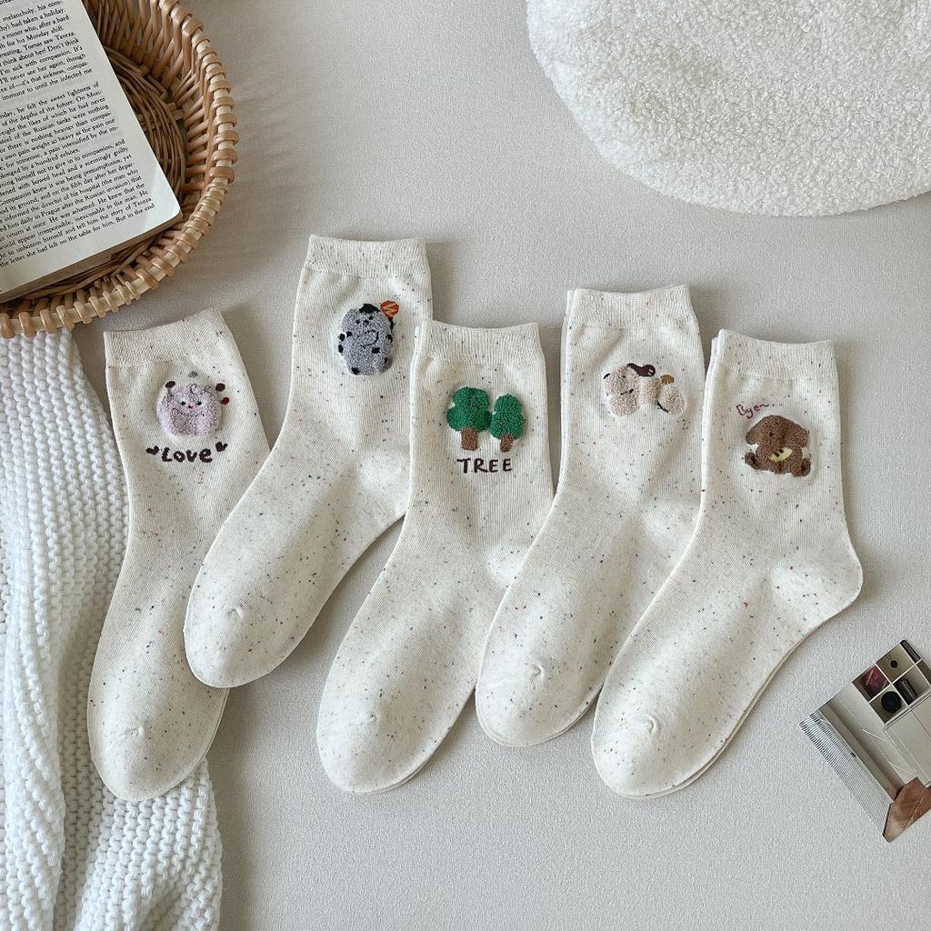 Wind Women'S Socks Idea Yarn Cute Cartoon Small Animal Mori College Wind Women'S Cotton Socks Medium Tube Socks