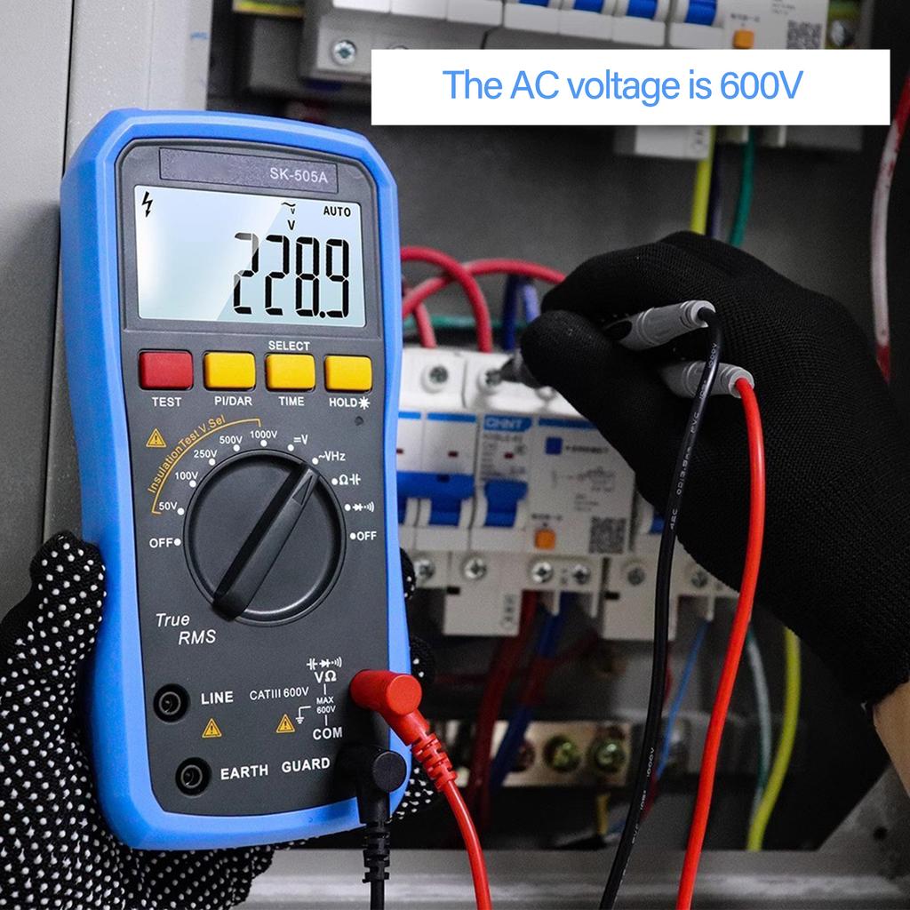 Insulation Resistance Tester 2000V Megohmmeter & Digital Multimeter ABS Resistor Meter for AC/DC Voltage Measurement