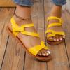 Color-blocked Velcro Women's Flat Sandals Anti-slip Beach Casual Shoes Low-heeled Sandals