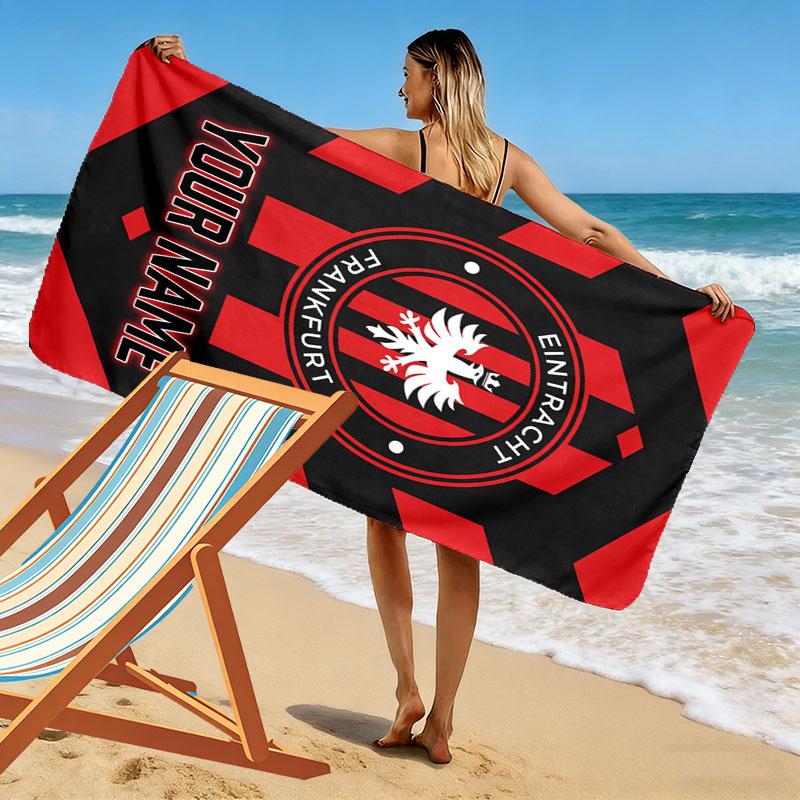 Custom Eintracht Frankfurt Print Beach Towel, Large Soft Quick Dry Towel for Beach Camping Swimming