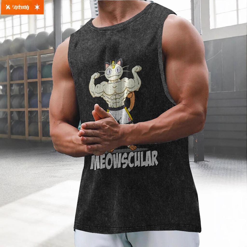 Мужская майка без рукавов с винтажным принтом, летняя майка