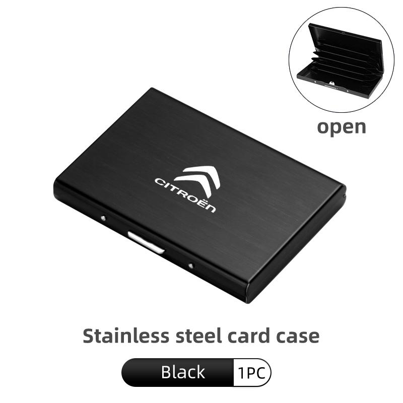 AHL2 Car Logo Card Slot Stainless Steel Case Business Credit Holder For Citroen C4 C3 C5 C1 C2 C6 C4L DS3 DS4 Berlingo Picasso Jumper