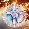 Metal Wind Spinner with 2D Rose Floral Cross Design Rotating Outdoor Garden Decor for Yard Patio Balcony