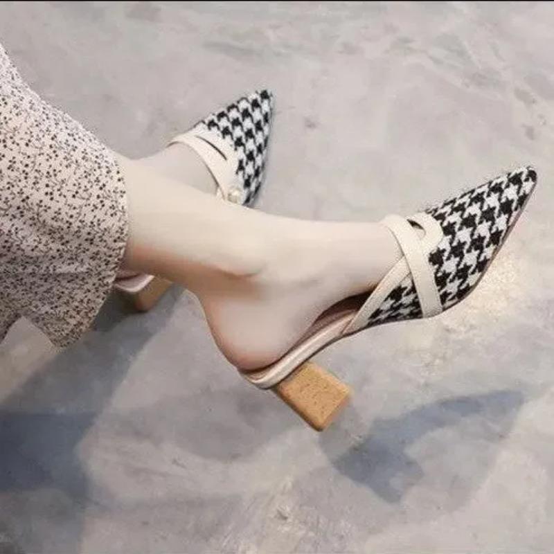 Женские полутапочки Baotou на высоком каблуке, летние новые, ленивые люди, носящие тапочки, сандалии